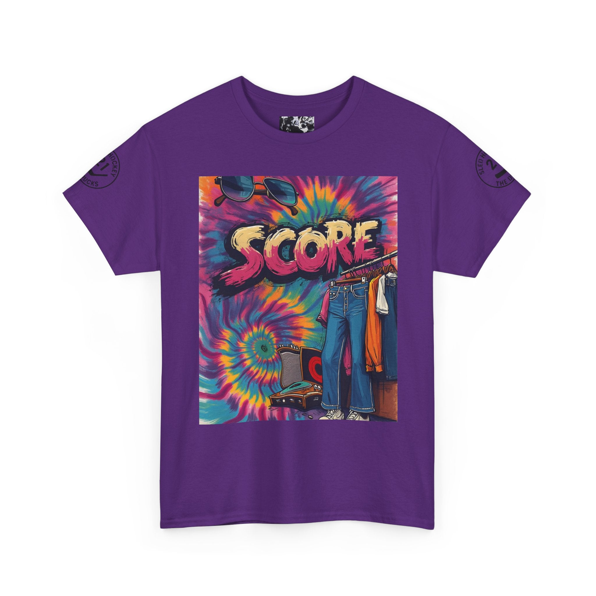 Score Tie-Dye Graphic Tee — Retro Skateboard Streetwear