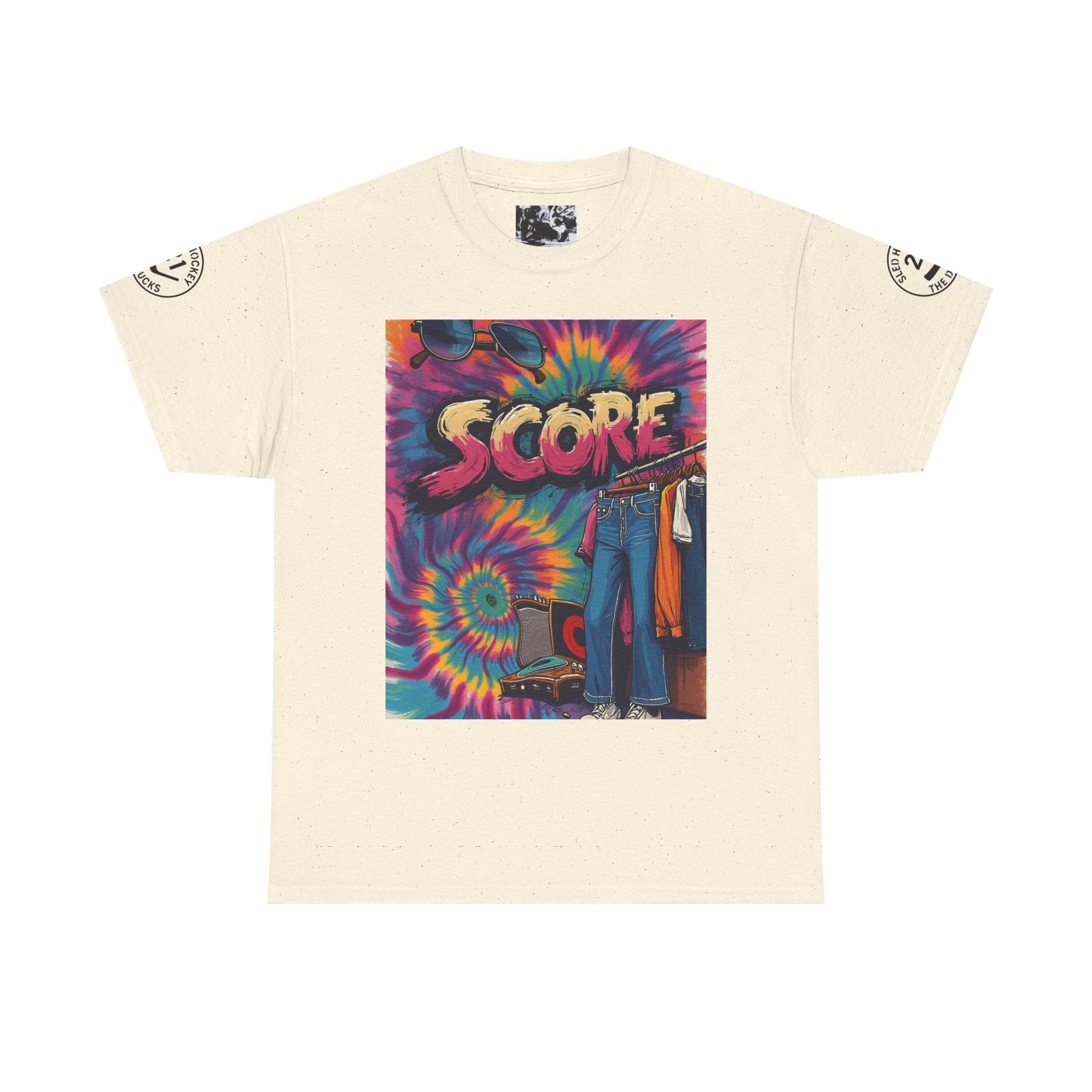 Score Tie-Dye Graphic Tee — Retro Skateboard Streetwear