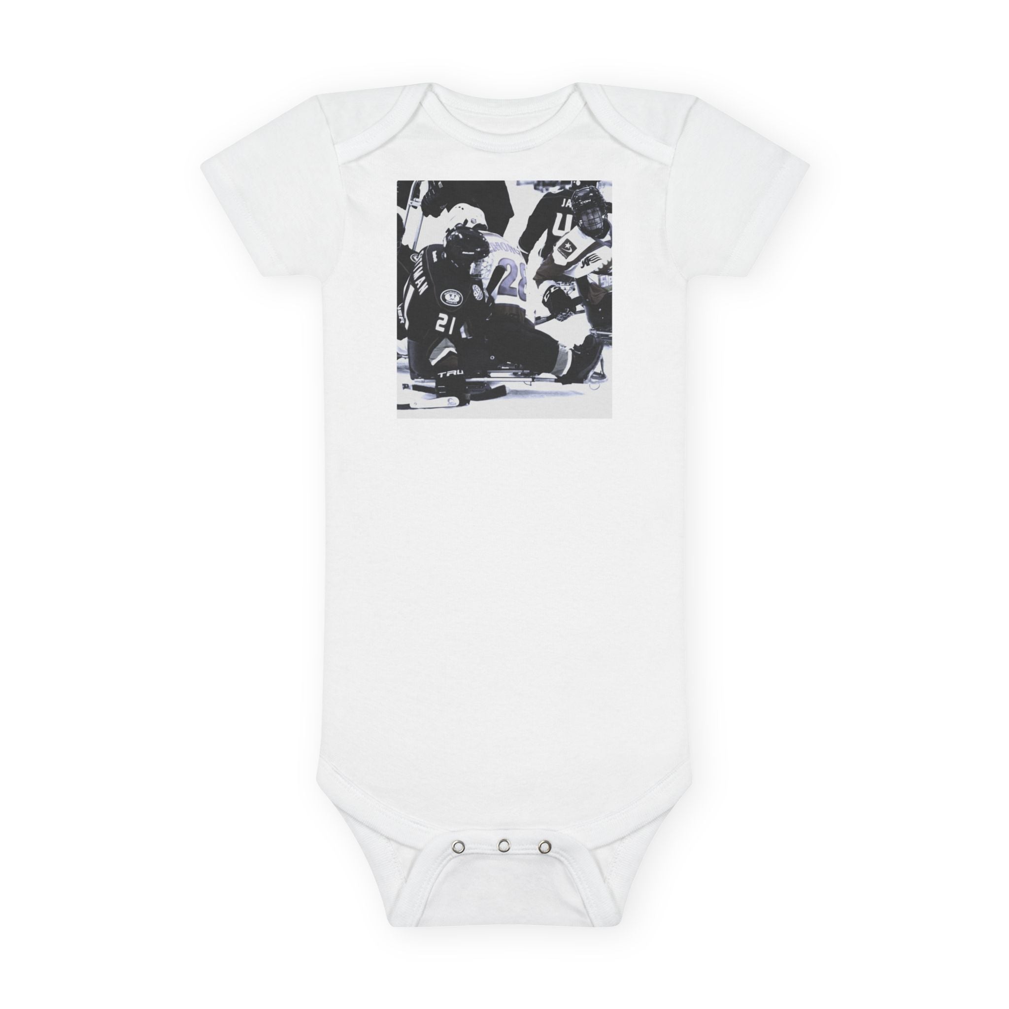 Baby Bodysuit with Vintage Hockey Photo – Organic Infant Onesie