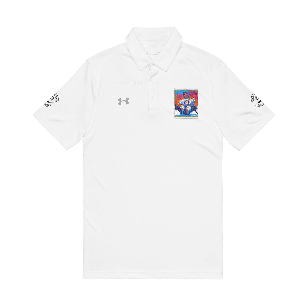 Embroidered Floral Skull Polo Shirt — White Men's Golf/Performance Polo