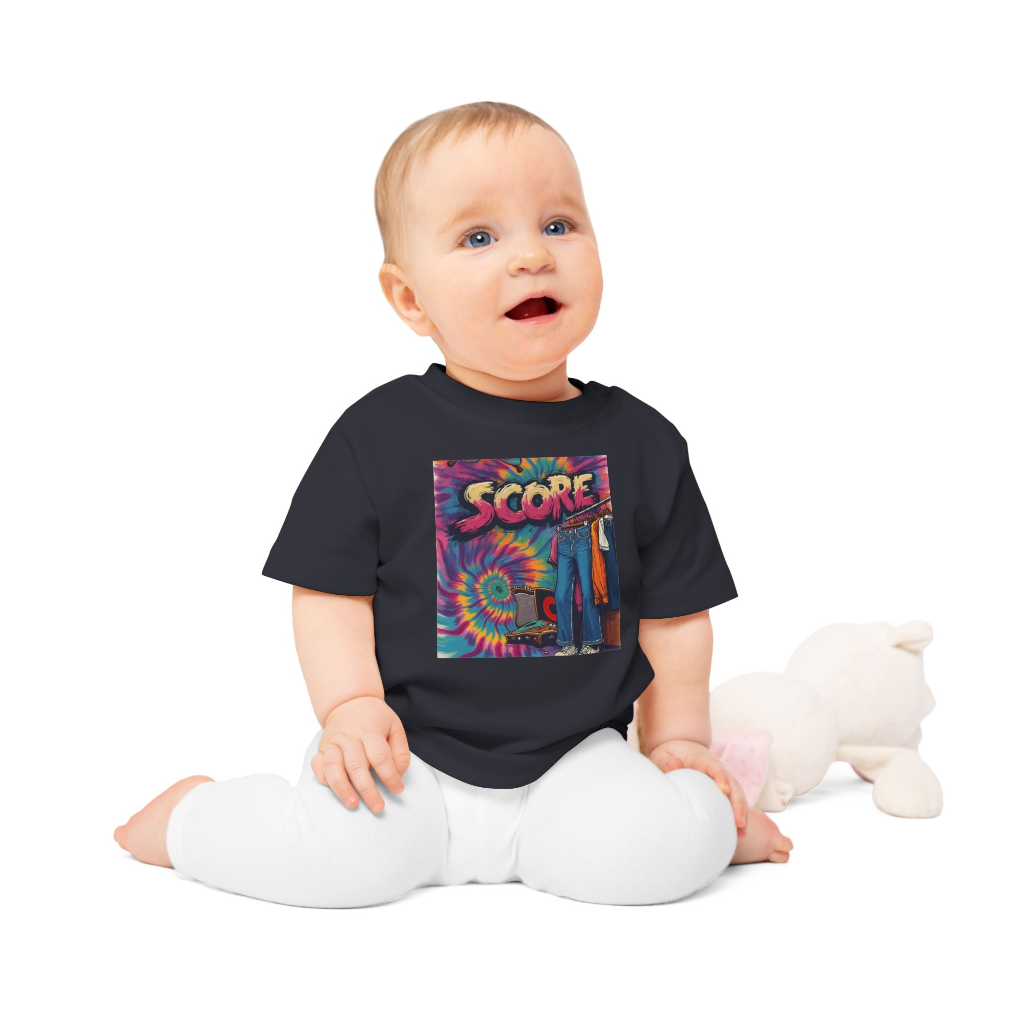 Score Tie-Dye Baby T-Shirt — Retro Arcade Vibe Infant Tee