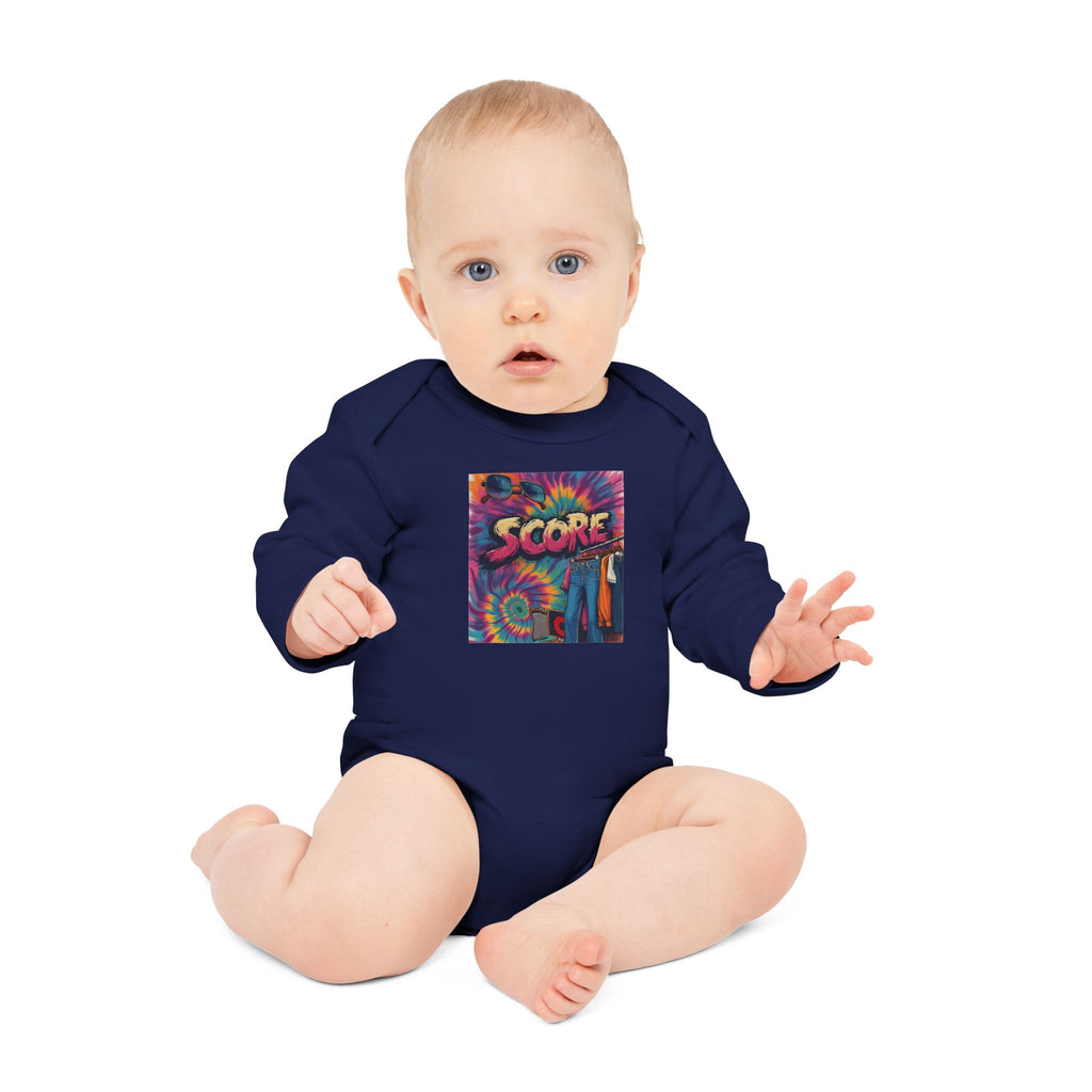 Baby Bodysuit - Retro Tie-Dye 'Score' Graphic