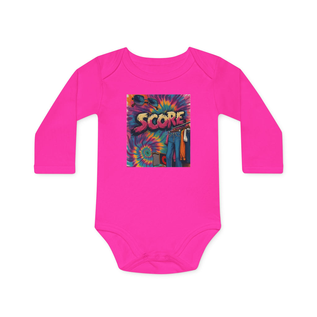 Baby Bodysuit - Retro Tie-Dye 'Score' Graphic