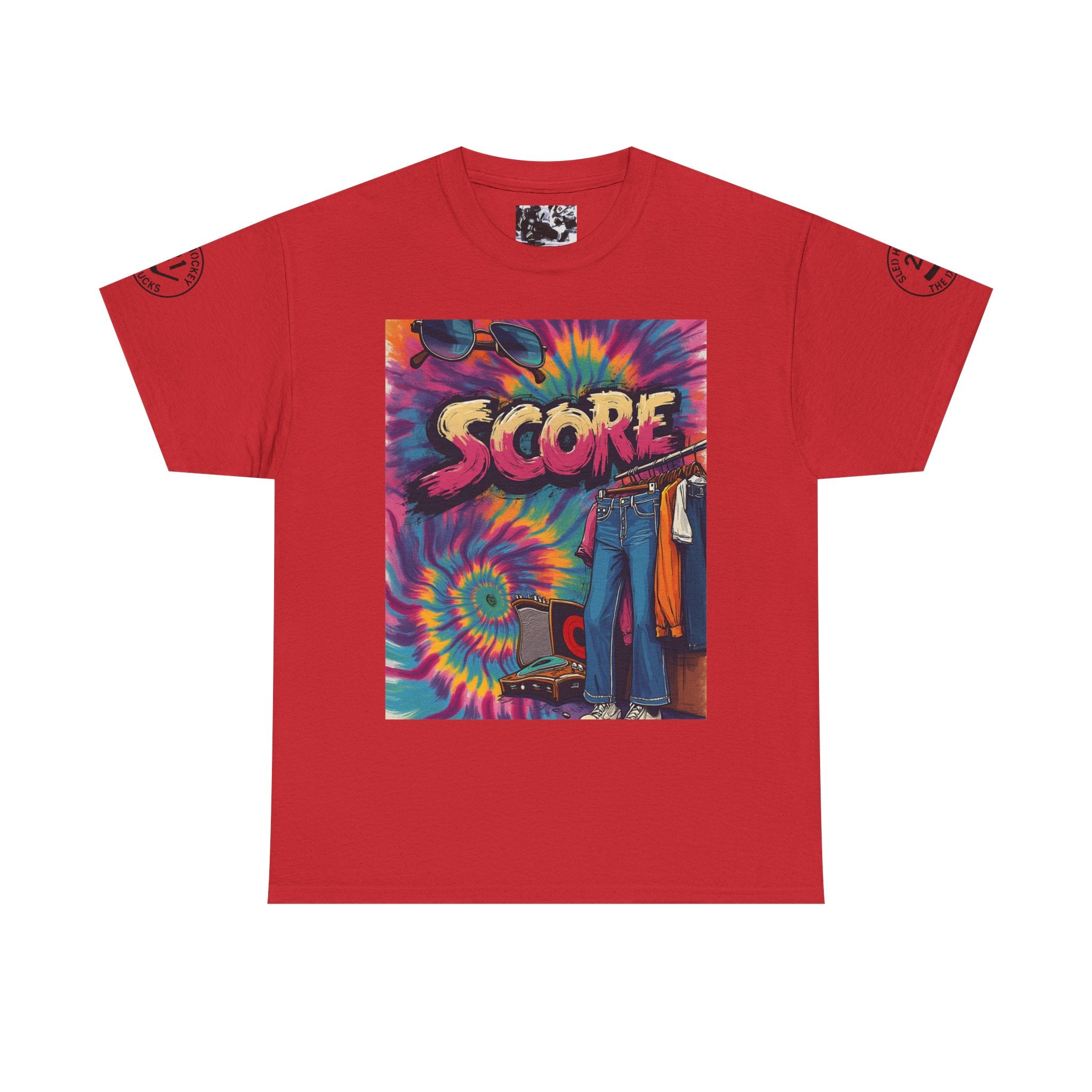 Score Tie-Dye Graphic Tee — Retro Skateboard Streetwear