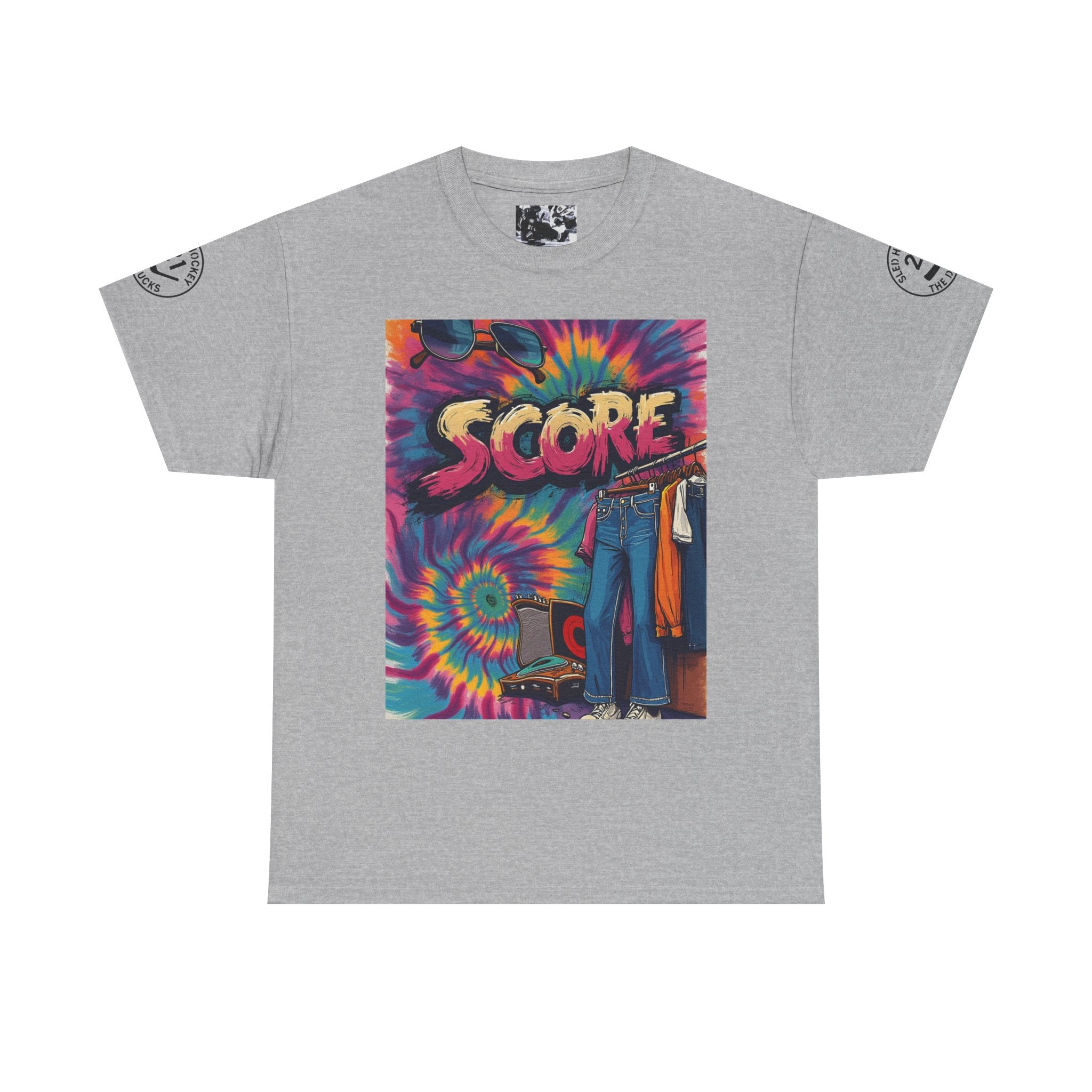 Score Tie-Dye Graphic Tee — Retro Skateboard Streetwear