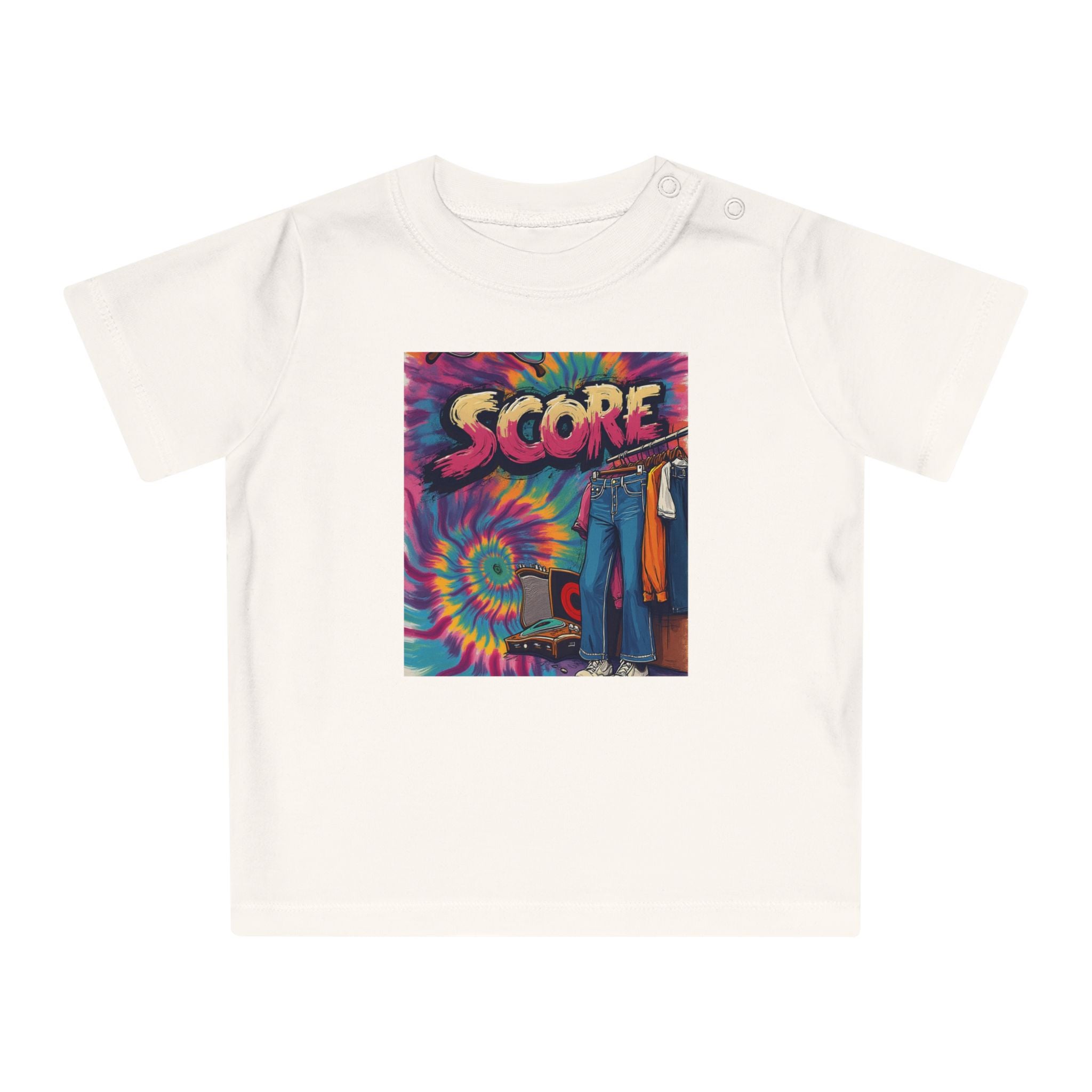 Score Tie-Dye Baby T-Shirt — Retro Arcade Vibe Infant Tee
