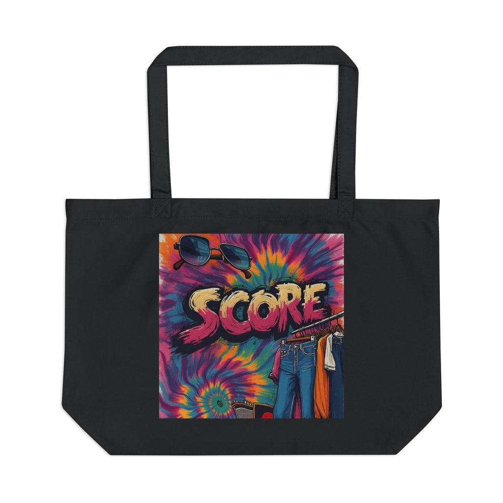 Score Tie-Dye Retro Tote Bag — Large Eco Canvas Beach & Market Bag