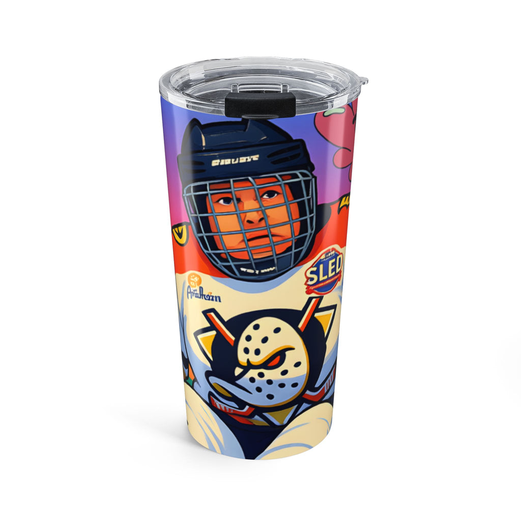 Hockey Sunset 20oz Tumbler — Retro Hockey Player & Mask Travel Mug