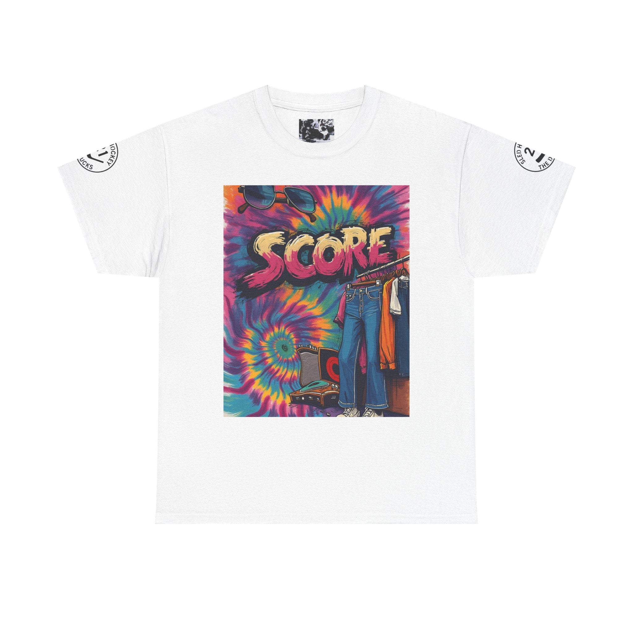Score Tie-Dye Graphic Tee — Retro Skateboard Streetwear