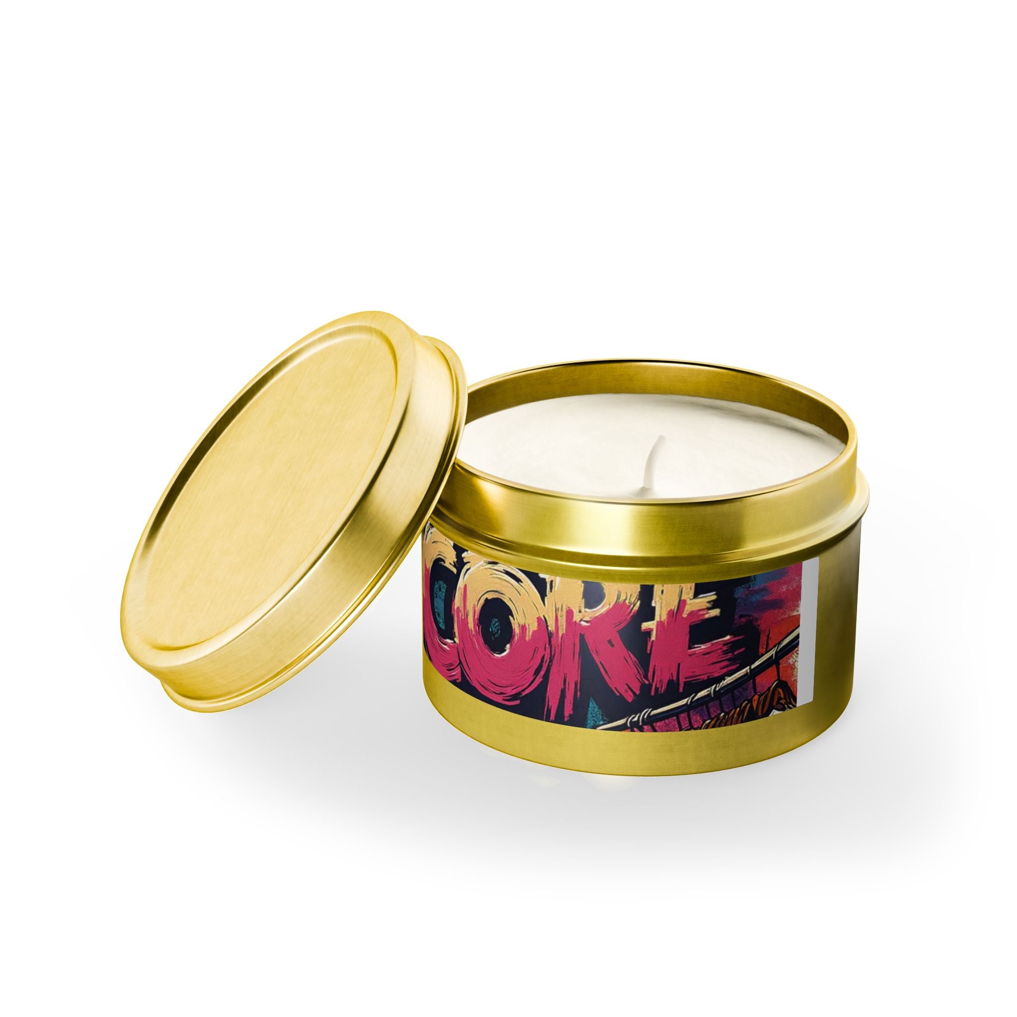 S C O R E Neon Brushstroke Tin Candle — Bold Gamer & Retro Arcade Scented Candle