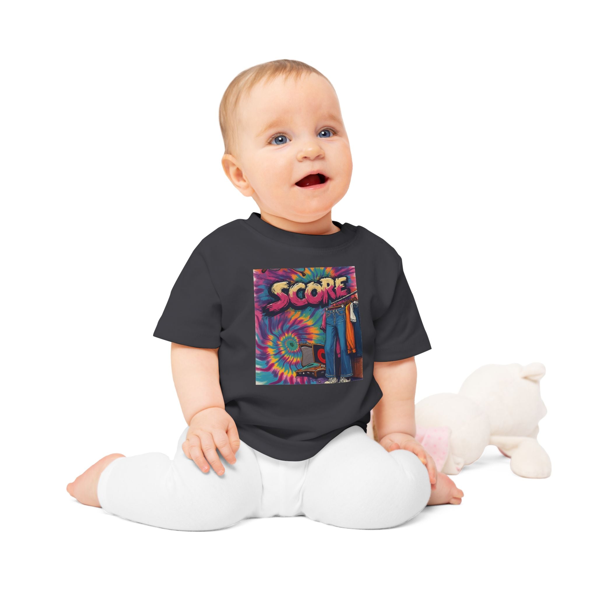 Score Tie-Dye Baby T-Shirt — Retro Arcade Vibe Infant Tee