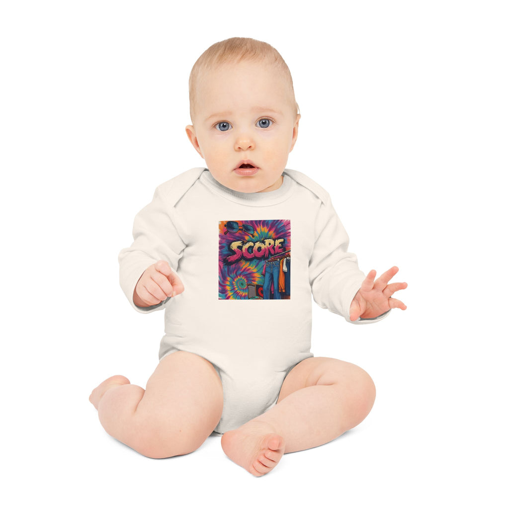Baby Bodysuit - Retro Tie-Dye 'Score' Graphic