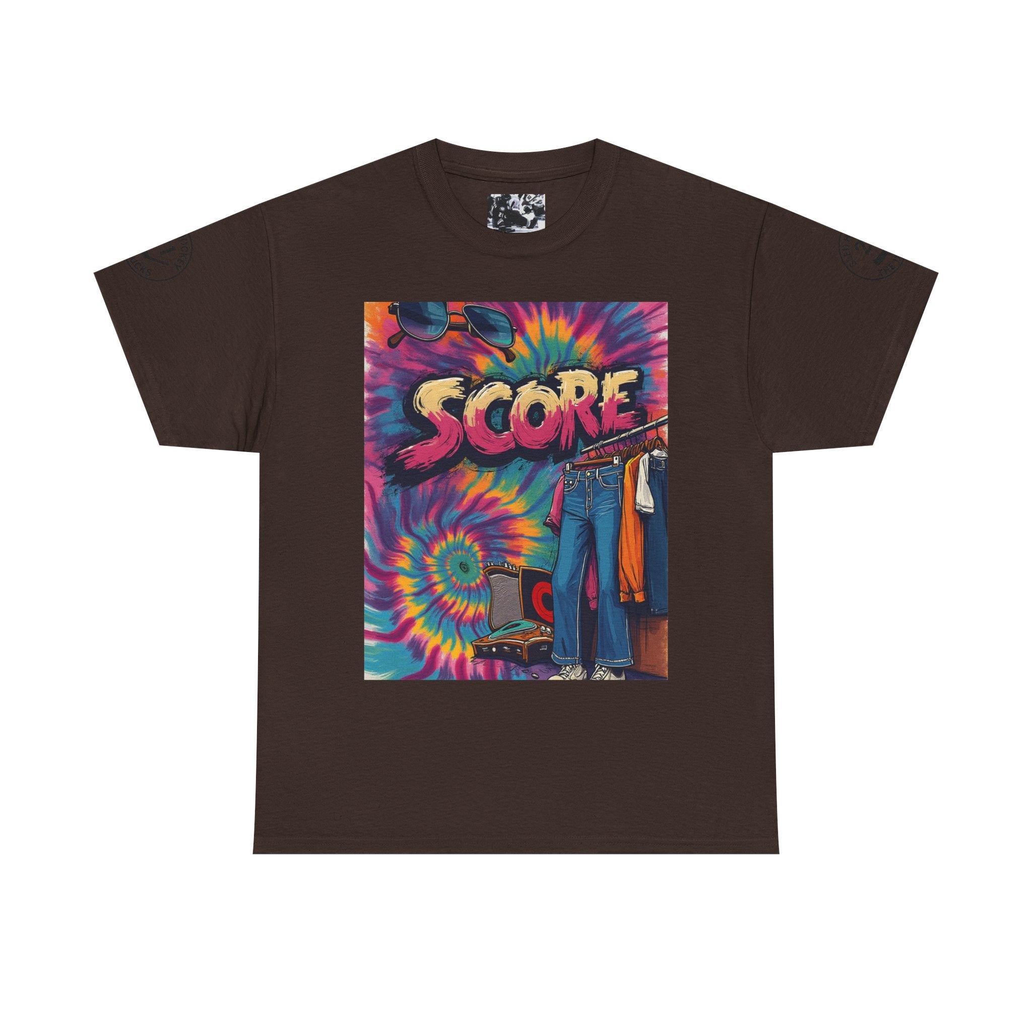 Score Tie-Dye Graphic Tee — Retro Skateboard Streetwear