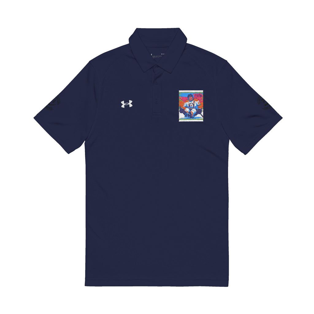 Embroidered Floral Skull Polo Shirt — White Men's Golf/Performance Polo