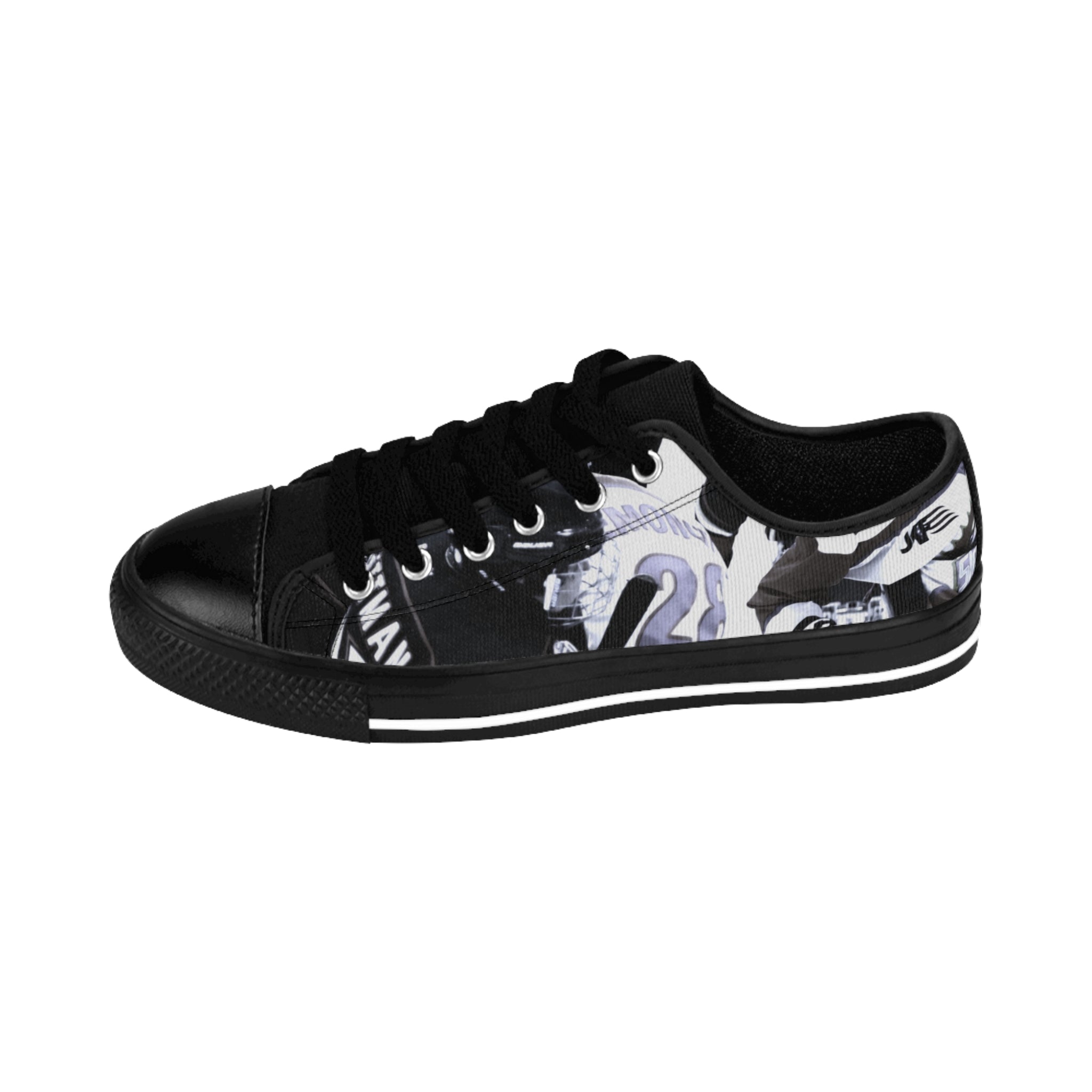 Women's Graphic Sneakers — Black Street Art Low-Top Shoes