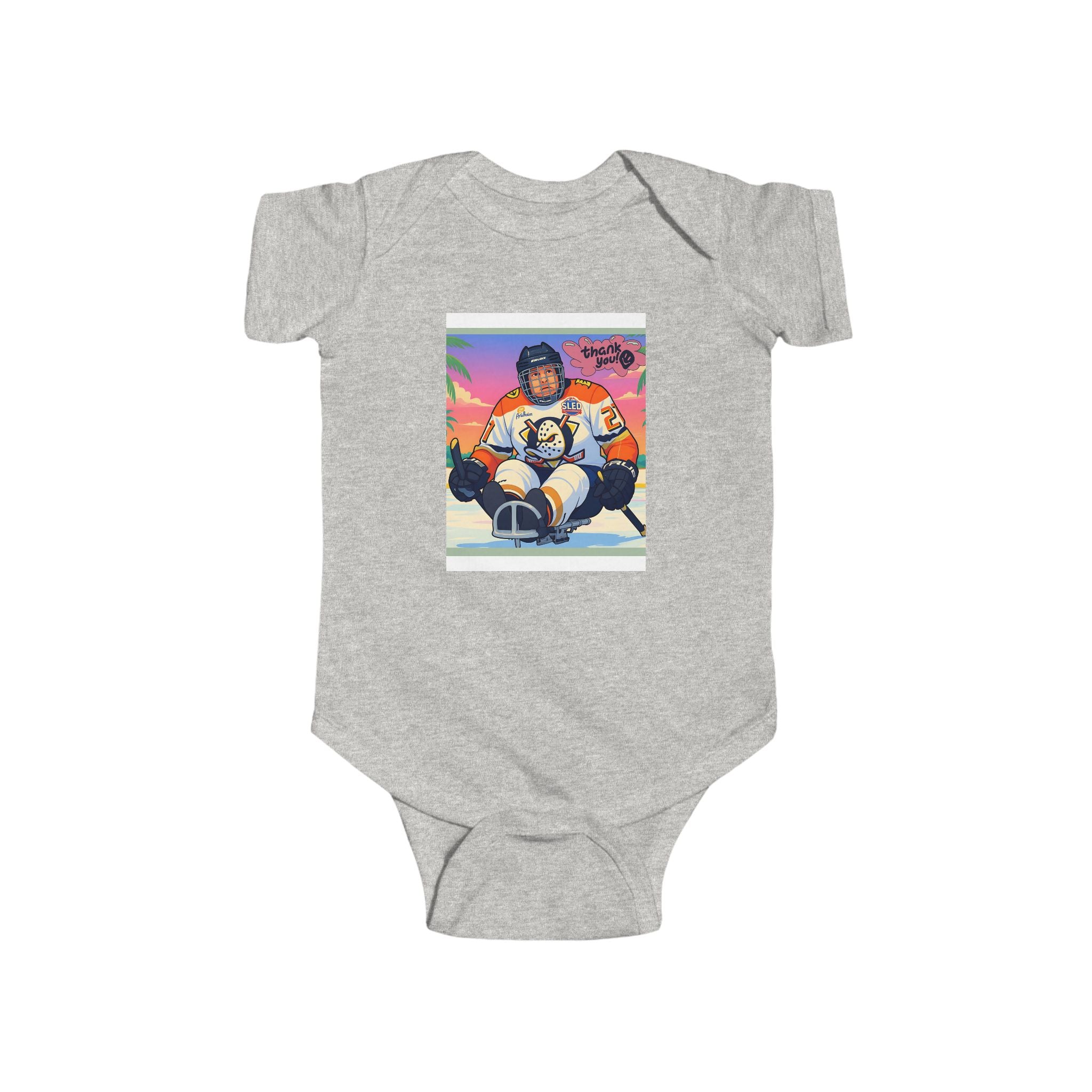 Baby Bodysuit — Retro Hockey Player Graphic Infant Onesie
