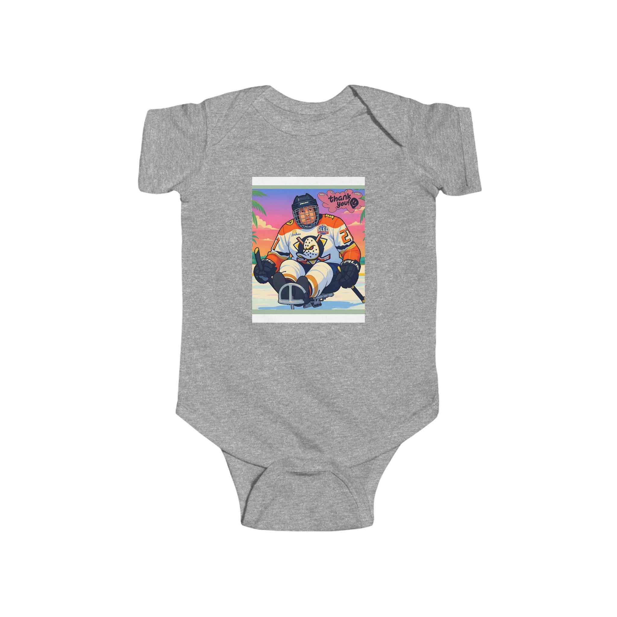 Baby Bodysuit — Retro Hockey Player Graphic Infant Onesie