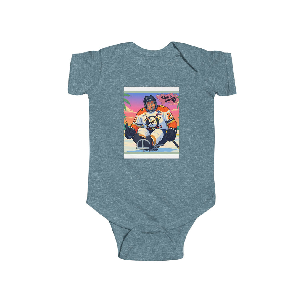 Baby Bodysuit — Retro Hockey Player Graphic Infant Onesie