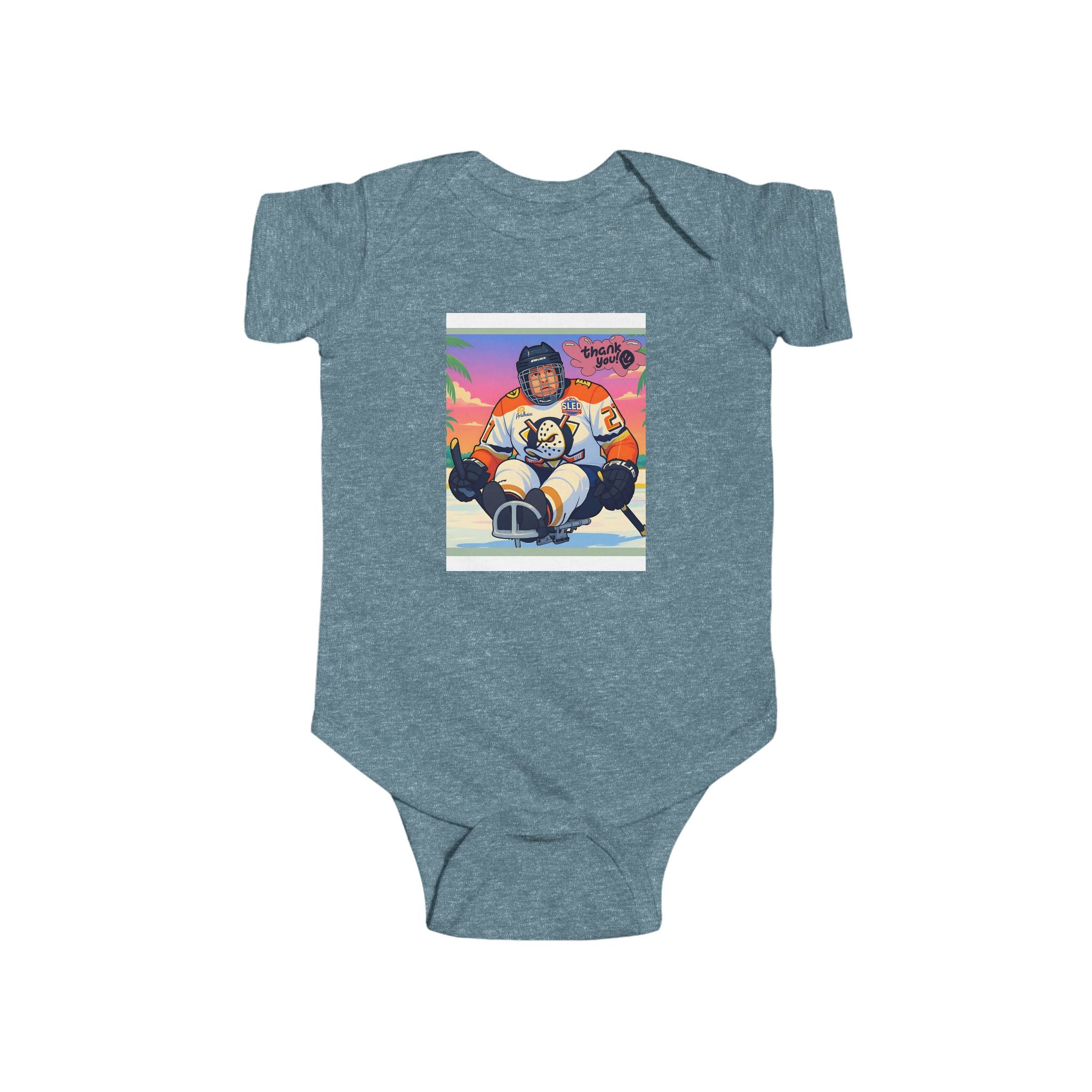 Baby Bodysuit — Retro Hockey Player Graphic Infant Onesie