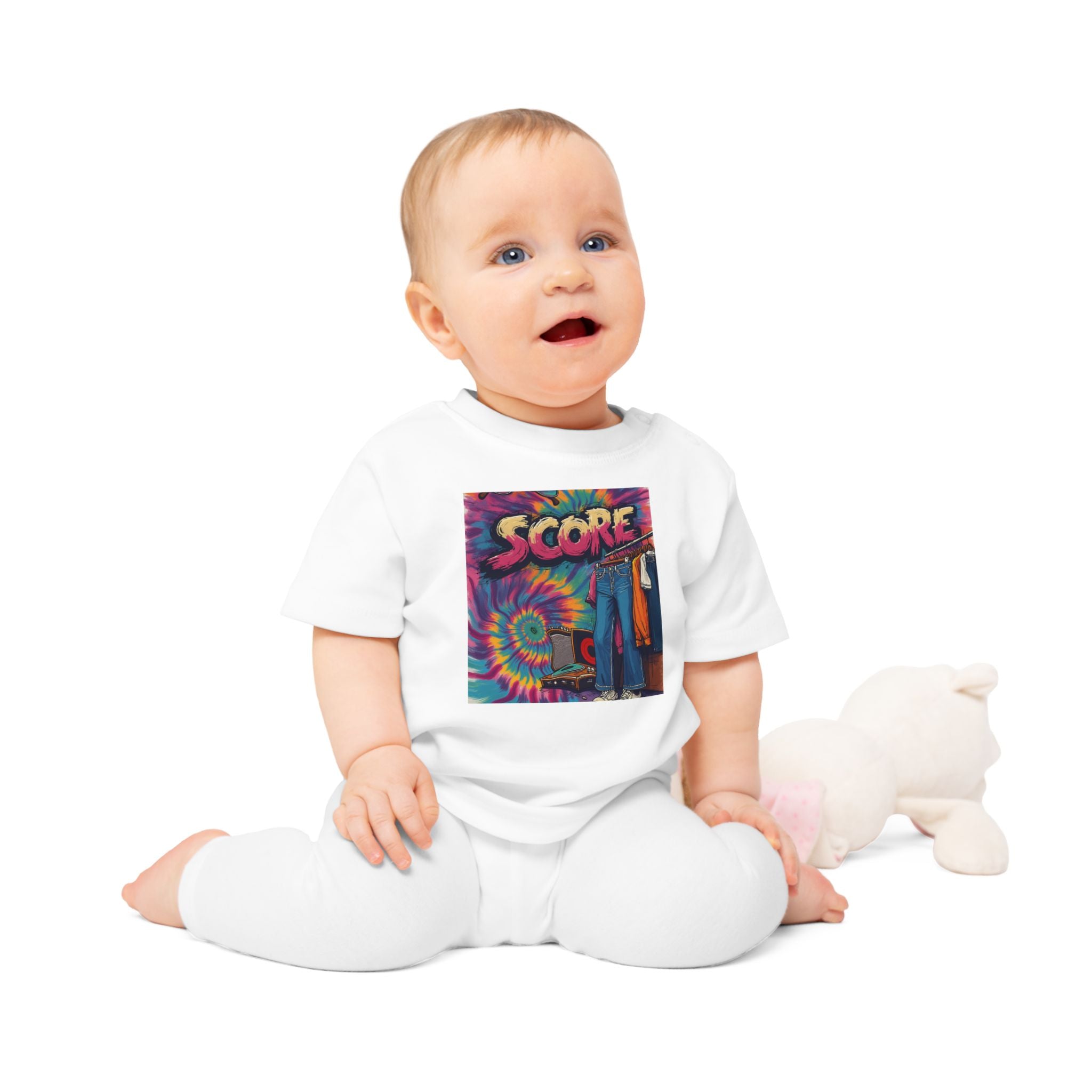 Score Tie-Dye Baby T-Shirt — Retro Arcade Vibe Infant Tee