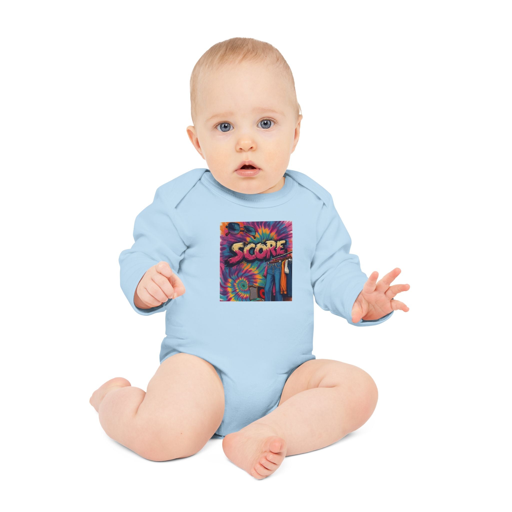 Baby Bodysuit - Retro Tie-Dye 'Score' Graphic