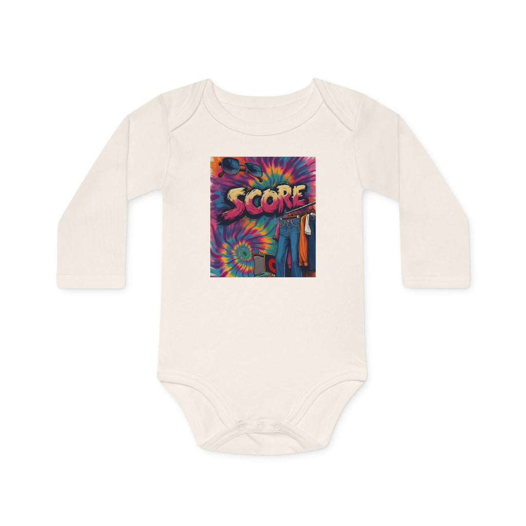 Baby Bodysuit - Retro Tie-Dye 'Score' Graphic