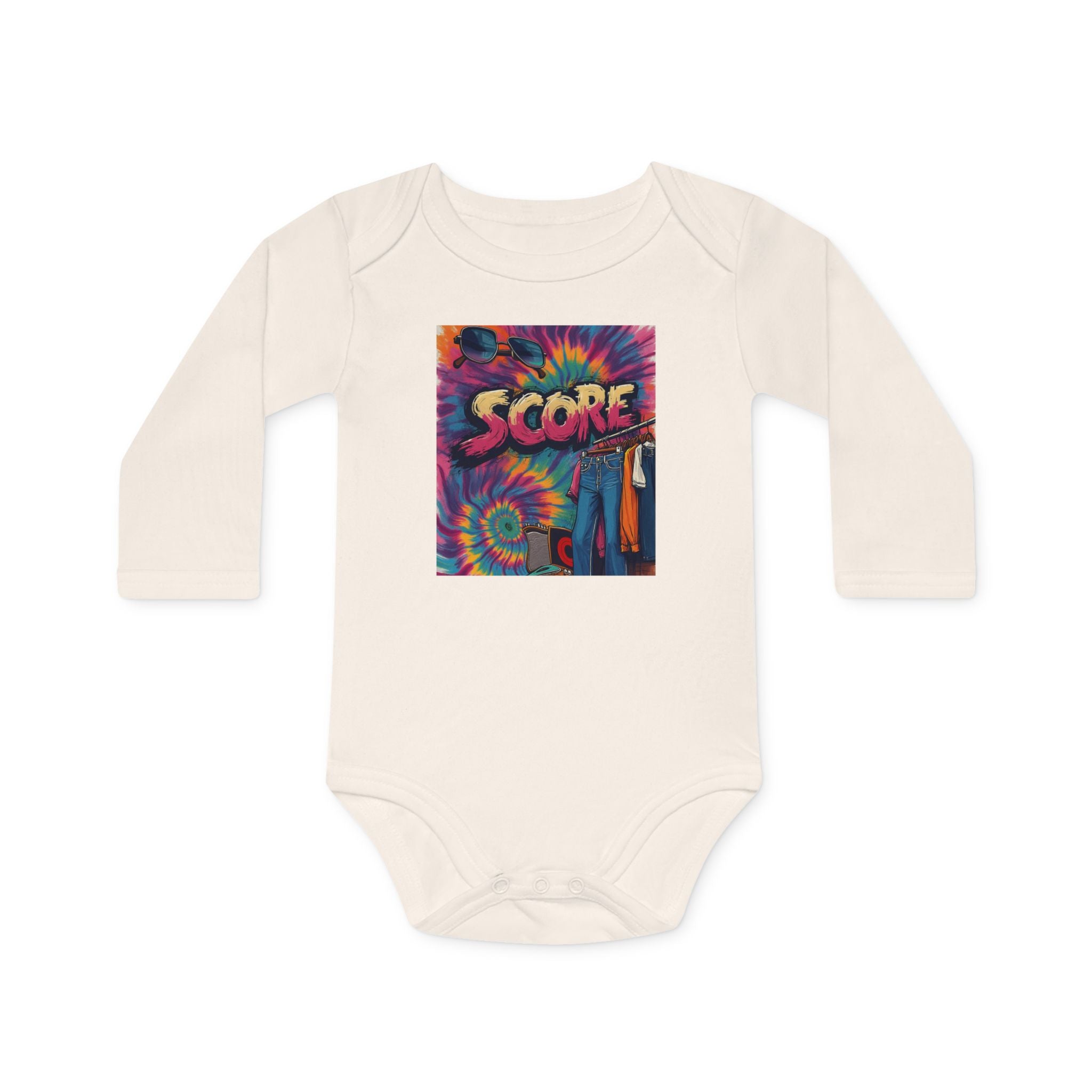 Baby Bodysuit - Retro Tie-Dye 'Score' Graphic