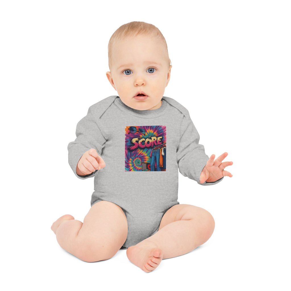 Baby Bodysuit - Retro Tie-Dye 'Score' Graphic