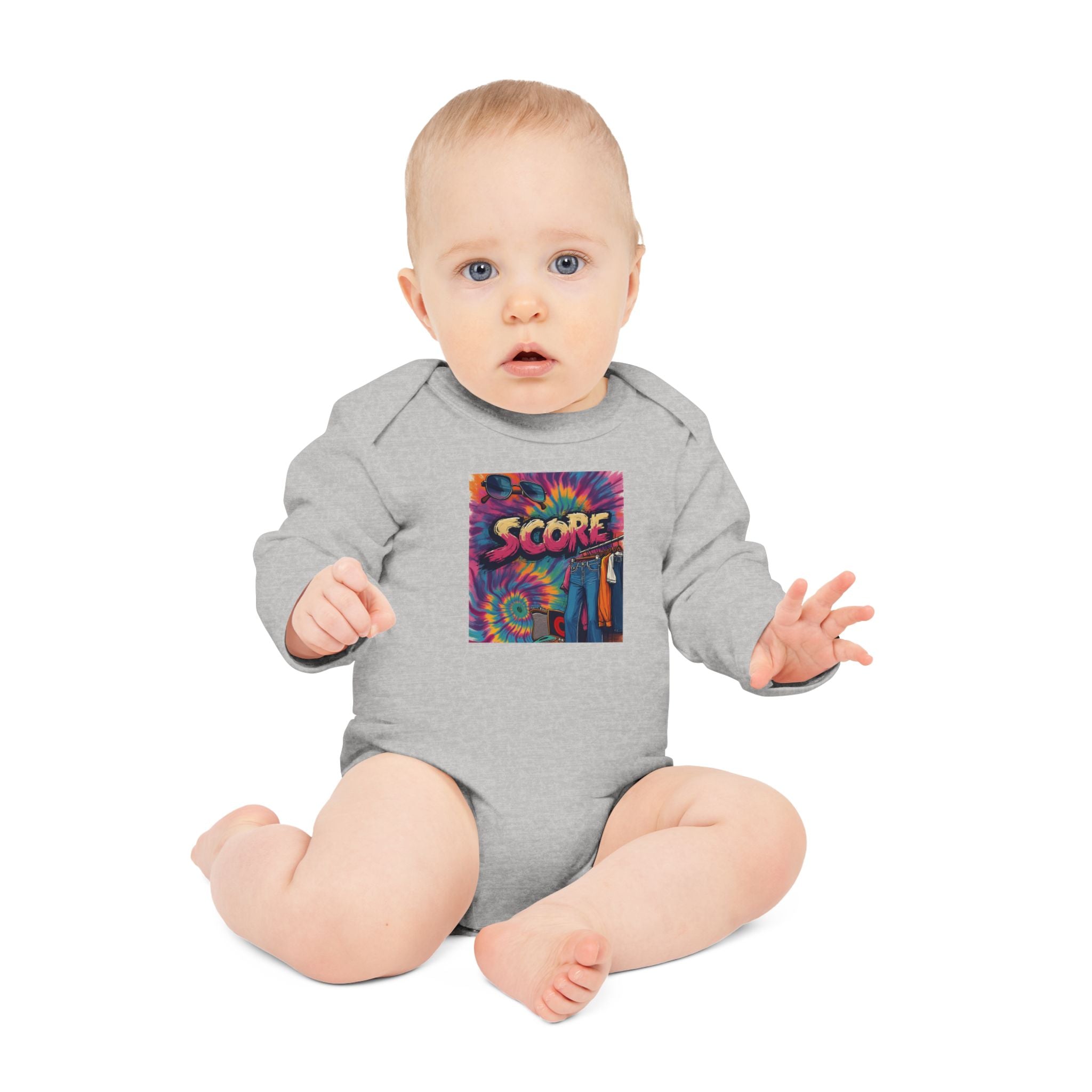 Baby Bodysuit - Retro Tie-Dye 'Score' Graphic