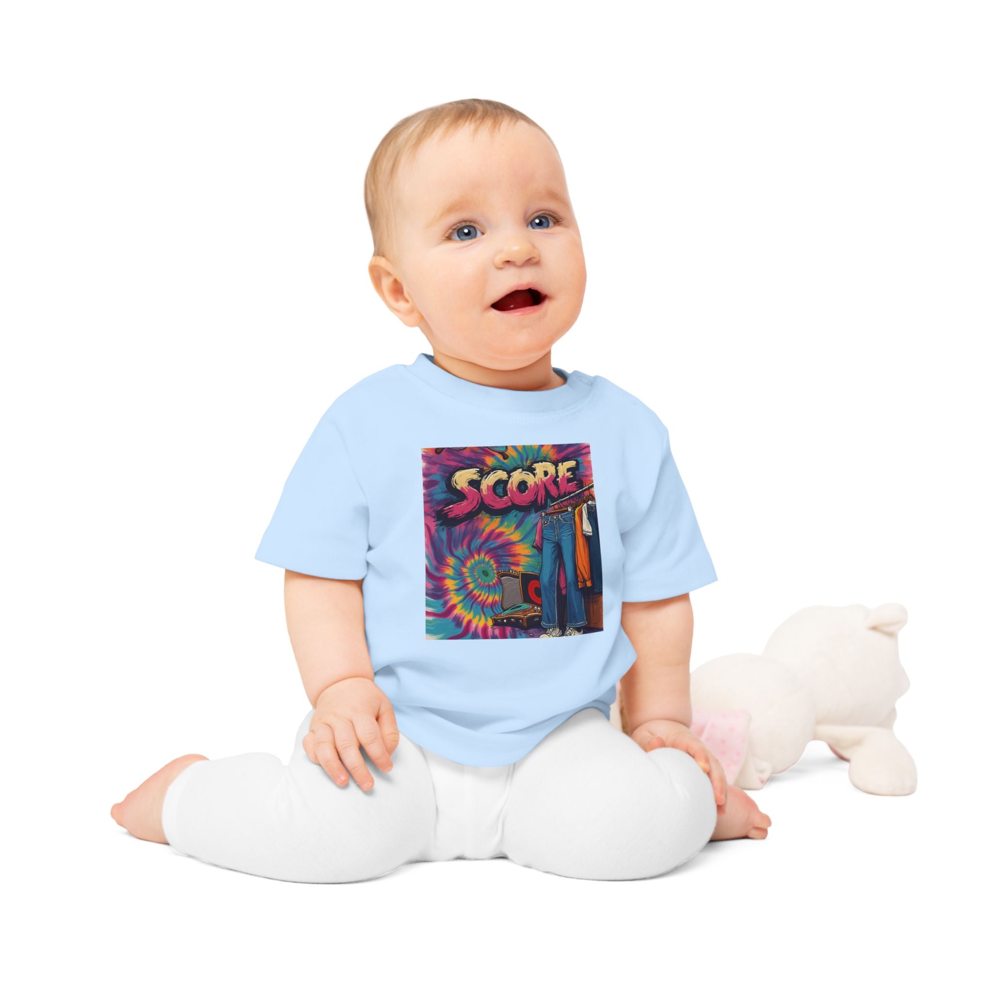 Score Tie-Dye Baby T-Shirt — Retro Arcade Vibe Infant Tee