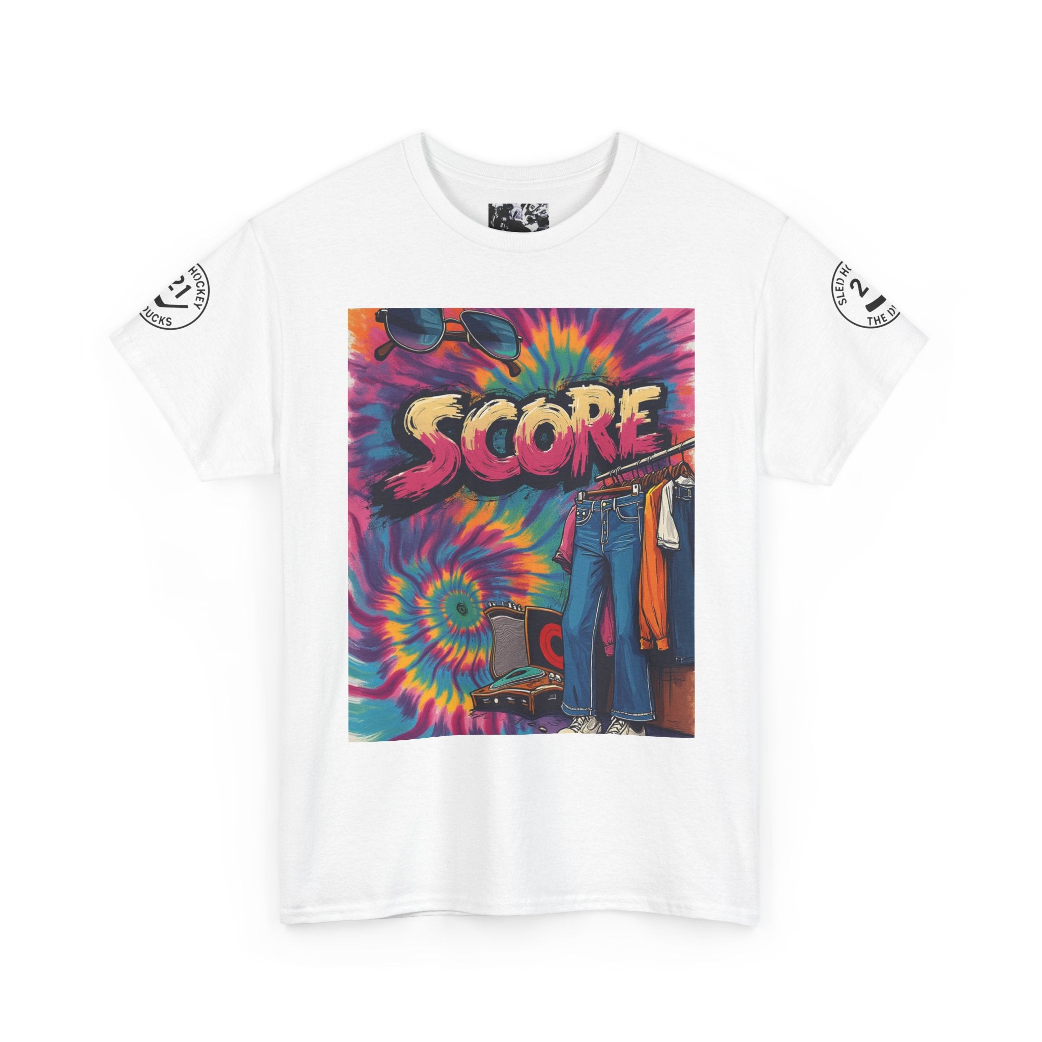 Score Tie-Dye Graphic Tee — Retro Skateboard Streetwear