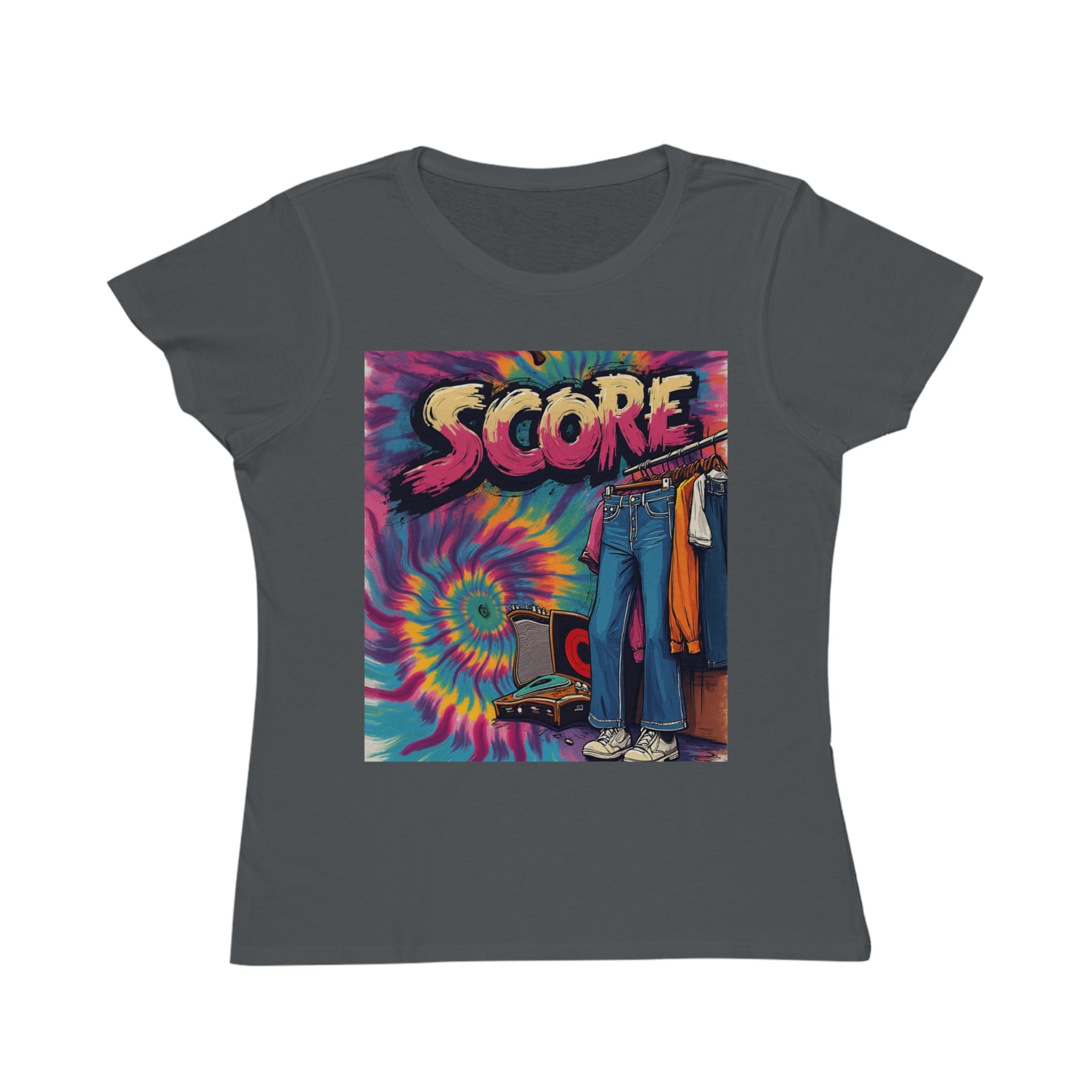 Score Retro Tie-Dye Graphic T-Shirt — Vintage Vinyl Record Design