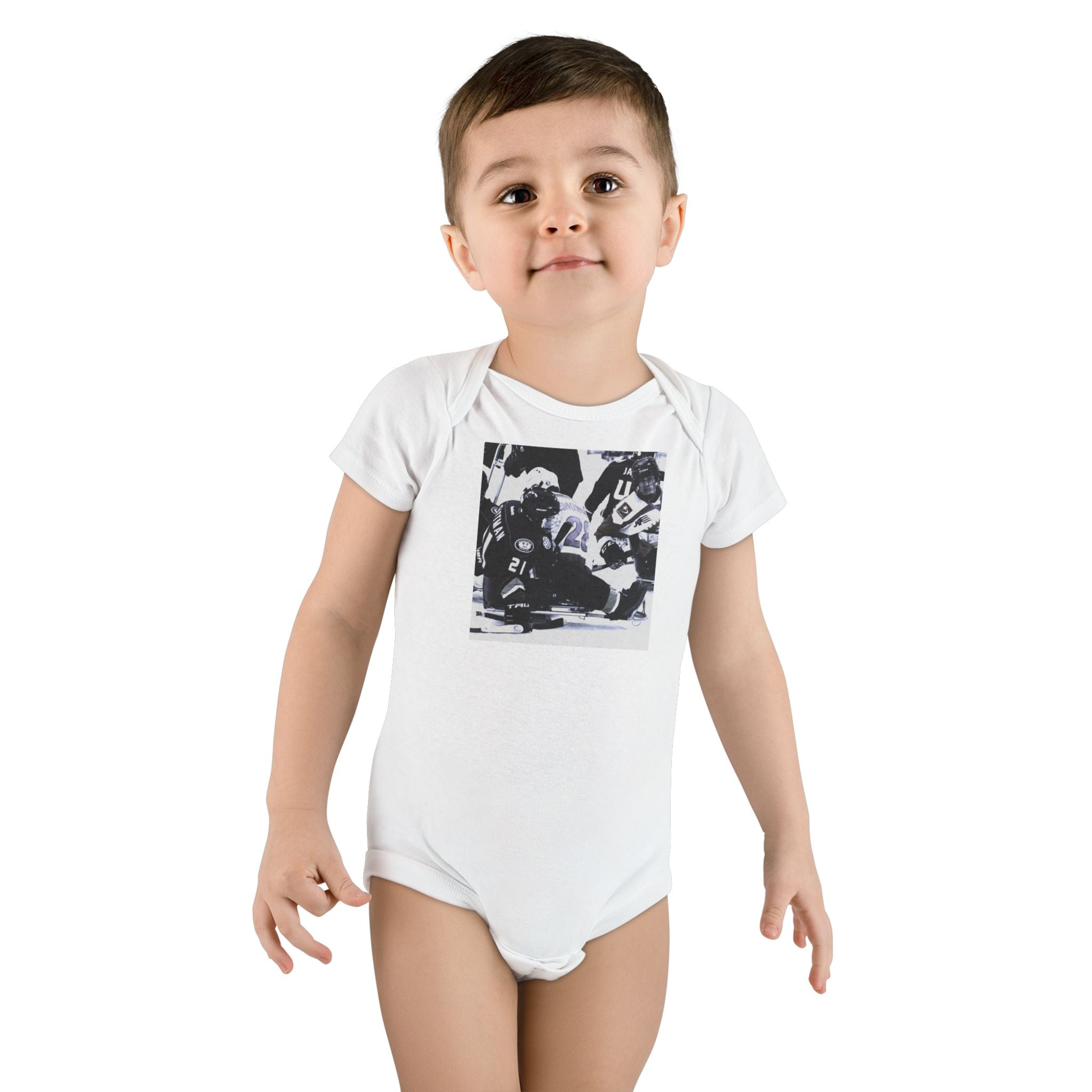 Baby Bodysuit with Vintage Hockey Photo – Organic Infant Onesie