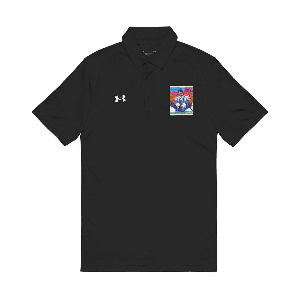 Embroidered Floral Skull Polo Shirt — White Men's Golf/Performance Polo