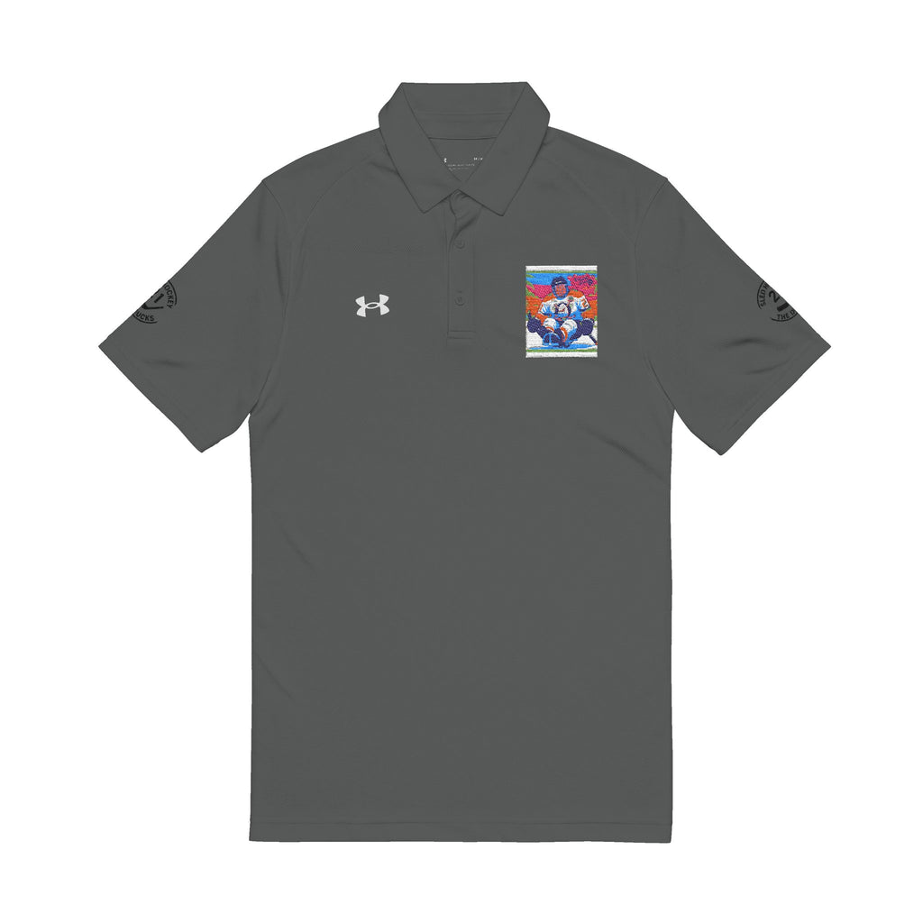Embroidered Floral Skull Polo Shirt — White Men's Golf/Performance Polo