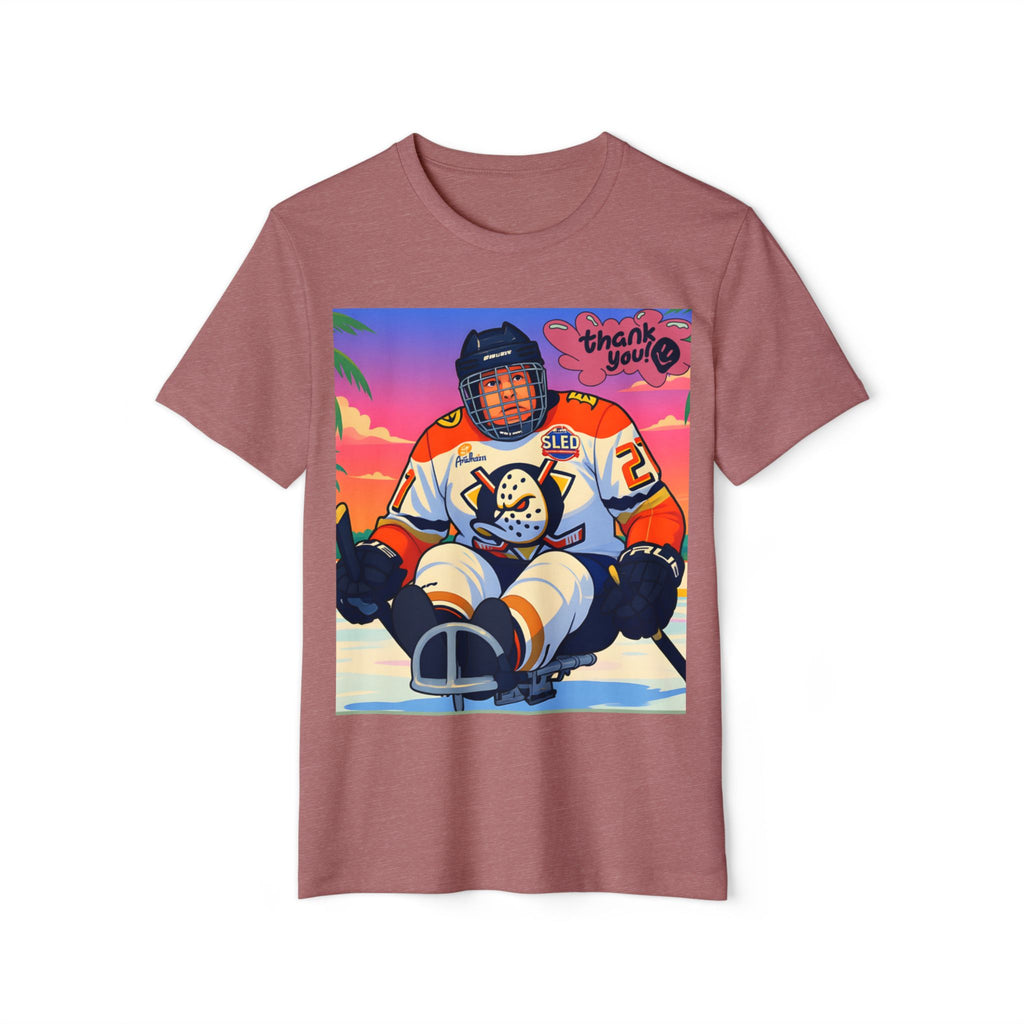 Sled Hockey Player "Thank You" Tee — Retro Sunset Adaptive Sports T-Shirt