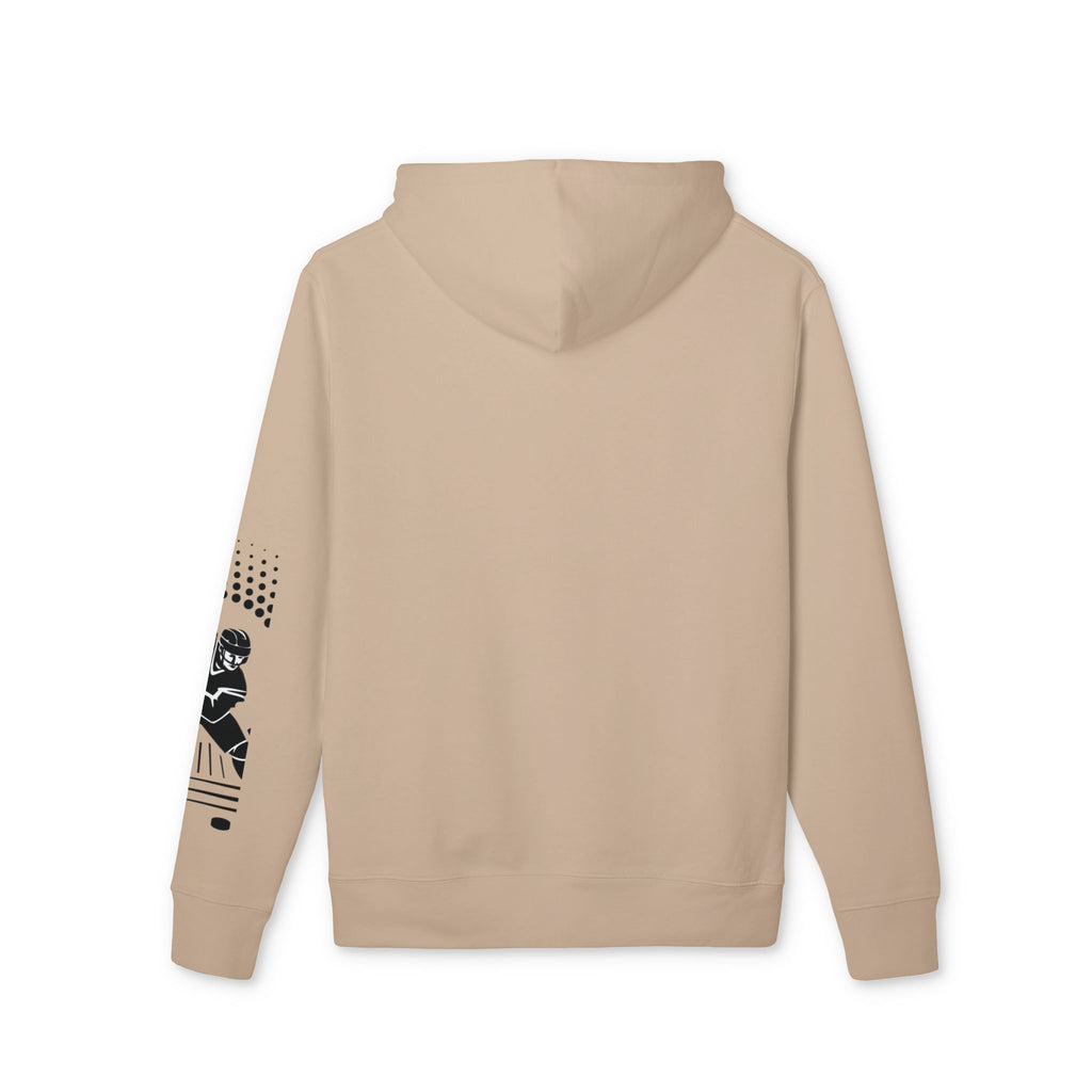 Hockey Player Graphic Hoodie — Retro Sunset Skate Design