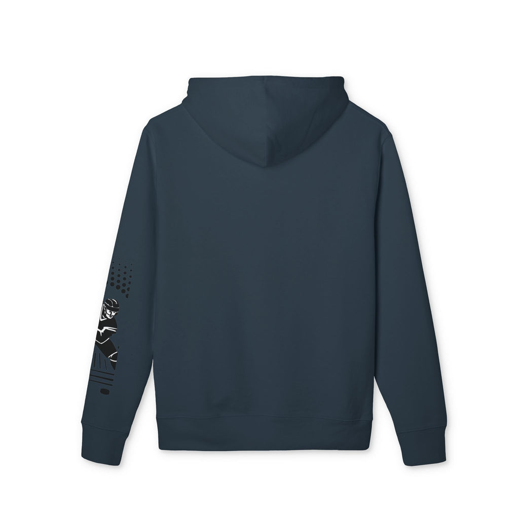 Hockey Player Graphic Hoodie — Retro Sunset Skate Design